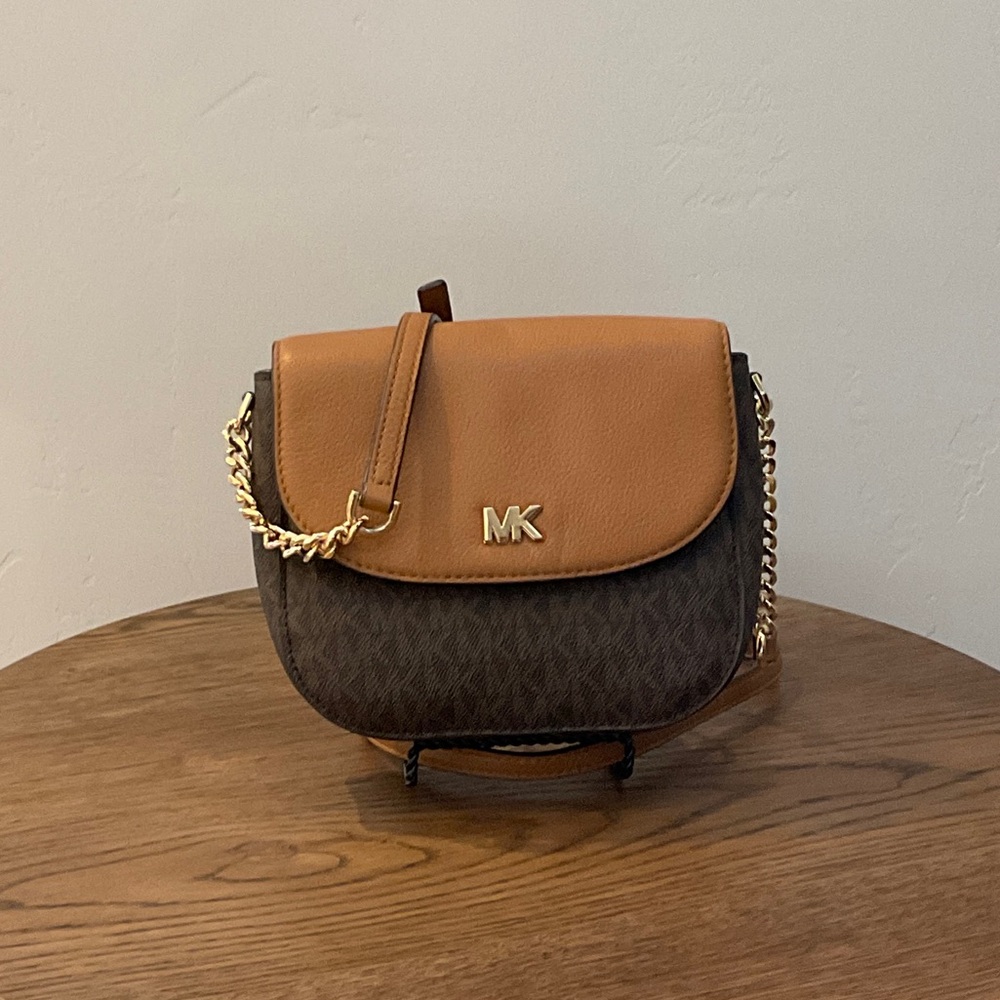 Michael Kors Tan and Brown Crossbody Bag